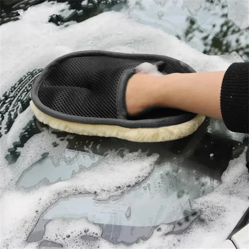 1/2/3/4/5/6Pcs Car Wash Gloves Imitation Wool Velvet Non Damage Paint Wiping Cloth Waxing Thickening Car Beauty Products