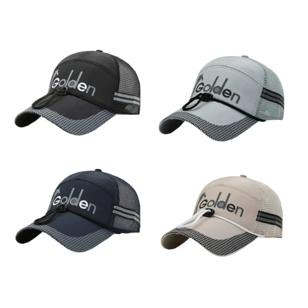 Fashion Quick Dry Mesh Men's Hats with Windproof Rope Breathable Baseball Caps Solid Color Sun Protective Hats Summer
