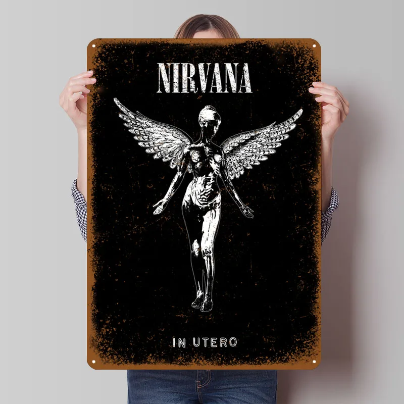 Жестяные вывески Nirvana In Utero, музыкальный постер, украшение для дома, декор комнаты, металлическая вывеска на заказ для украшения стены, бар, палочка Deko