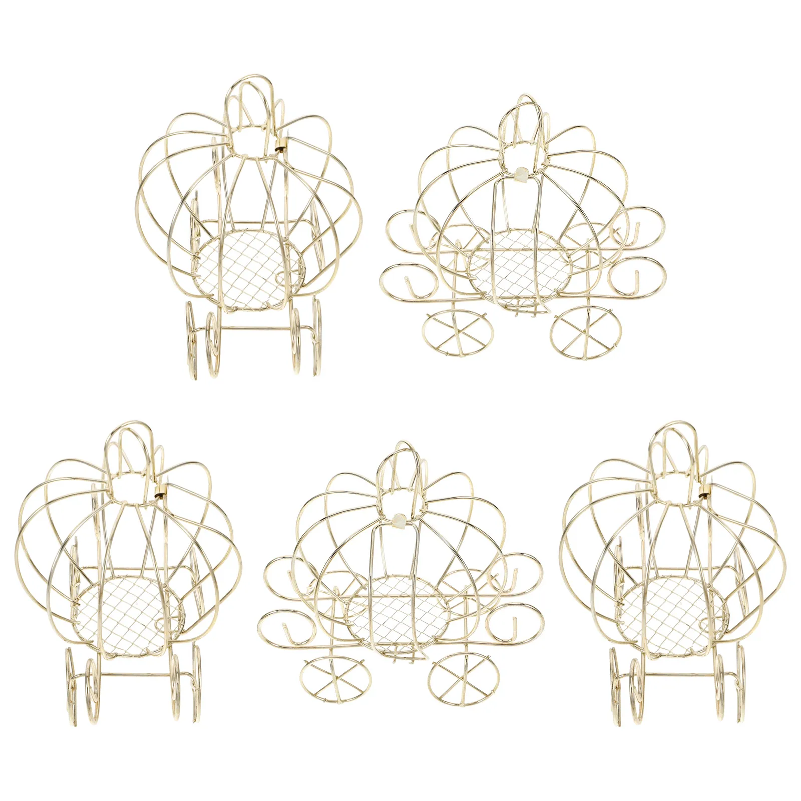

5pcs Pumpkin Carriage Candy Boxes Metal Durable Storage Cartoon Hollow Design Wedding Party Gifts Christmas Decorations