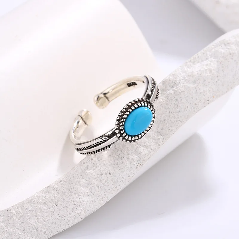 Women's 925 Sterling Silver Turquoise Adjustable Ring