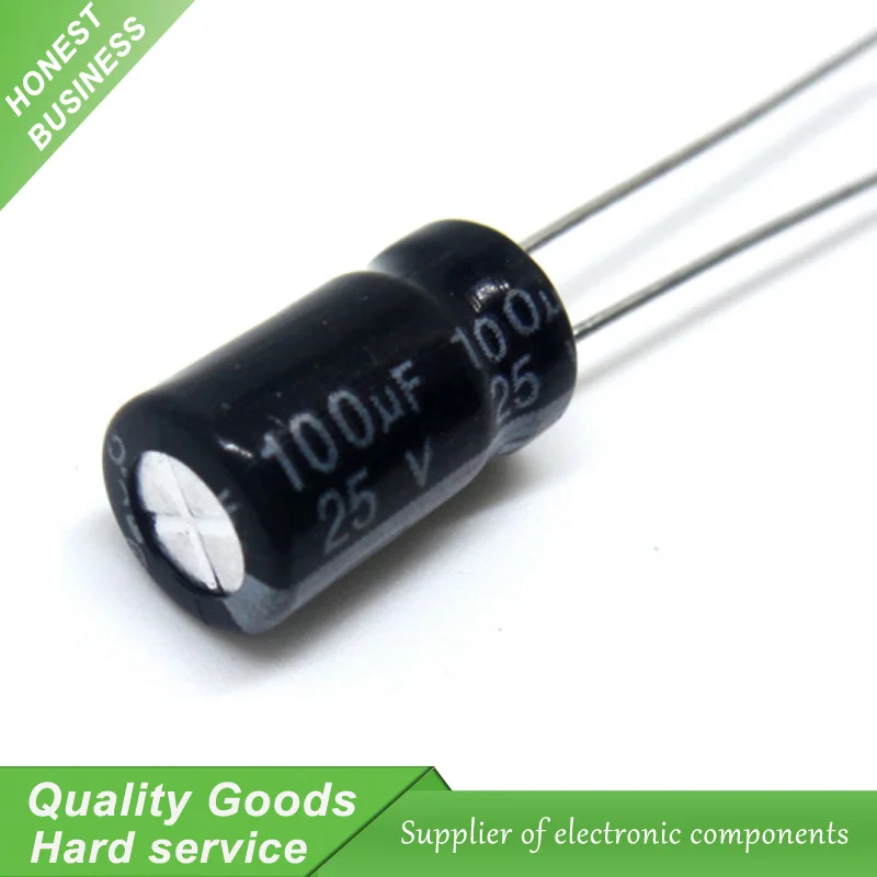 100pcs/lot 25v 100uF DIP Aluminum Electrolytic Capacitor 100uf 25v 6x12mm New Original Free Shipping