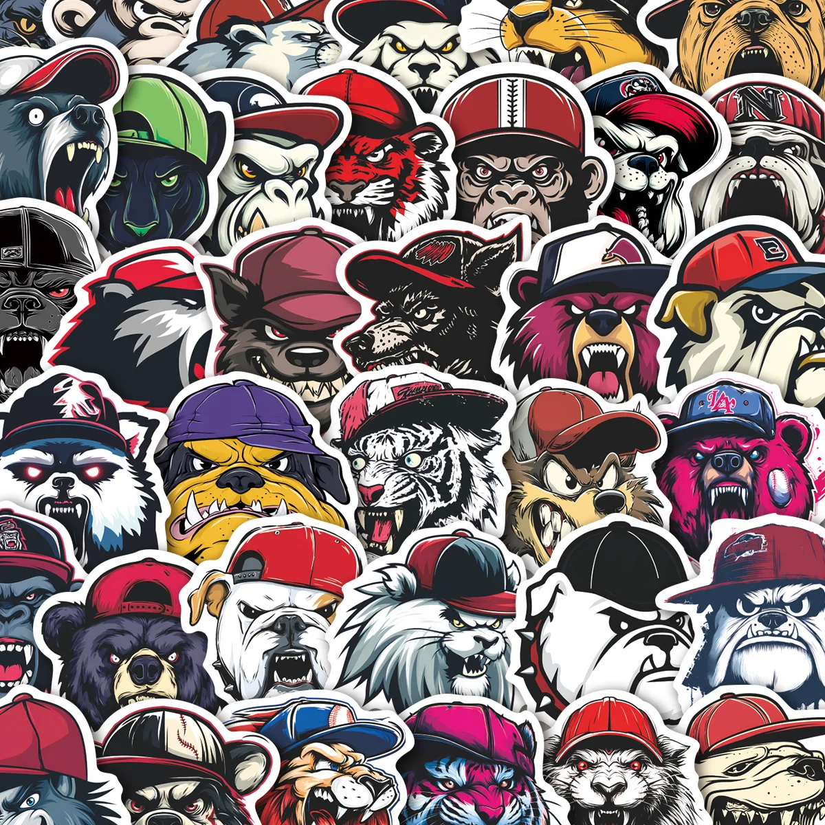 50pcs Graffiti Hip-Hop Animal Head Stickers | Street Art Decals for Laptop, Skateboard & Guitar, Streetwear & Art Enthusiasts