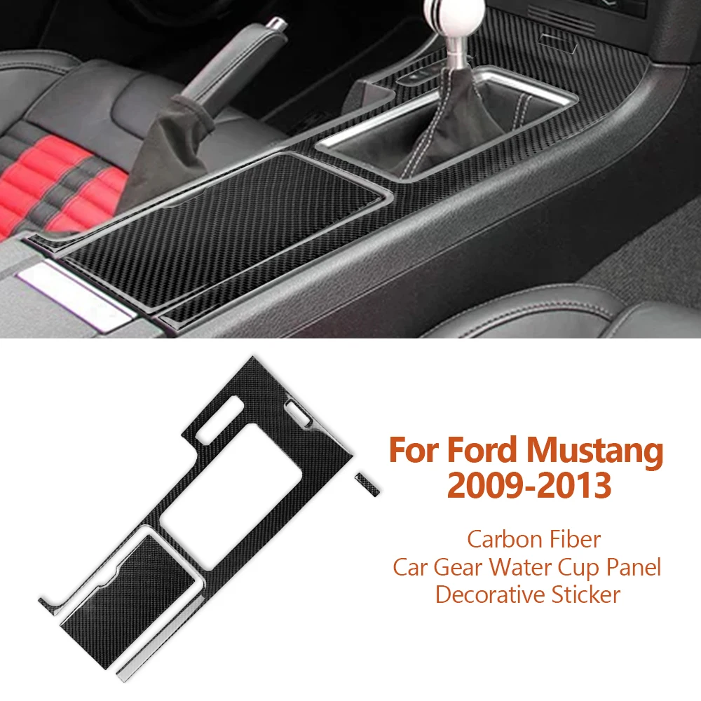 

For Ford Mustang 2009-2013 Carbon Fiber Car Central Control Gear Shift Water Cup Panel Decorative Sticker Auto Inter Accesorios