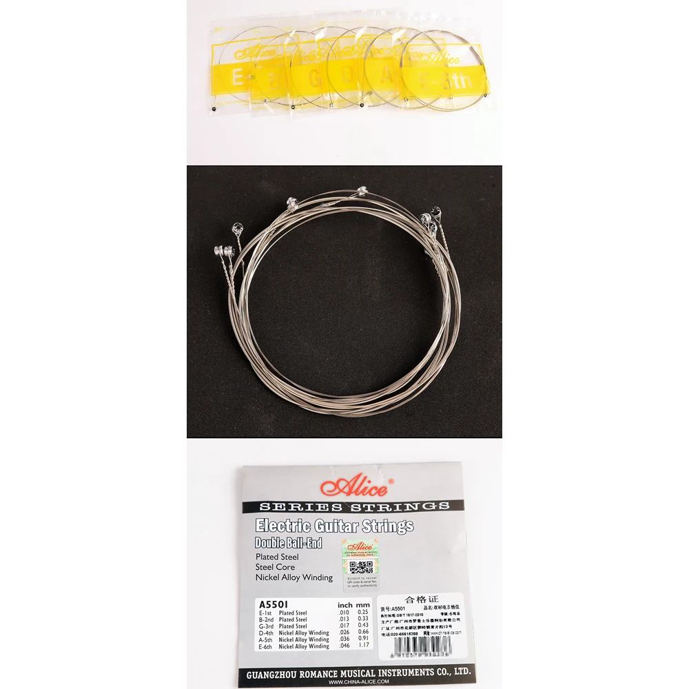 Alice A5501 Light (010-046) Double Ball End Steel Nickel Alloy Wound Electric Guitar Strings For Headless Steinberger Guitar