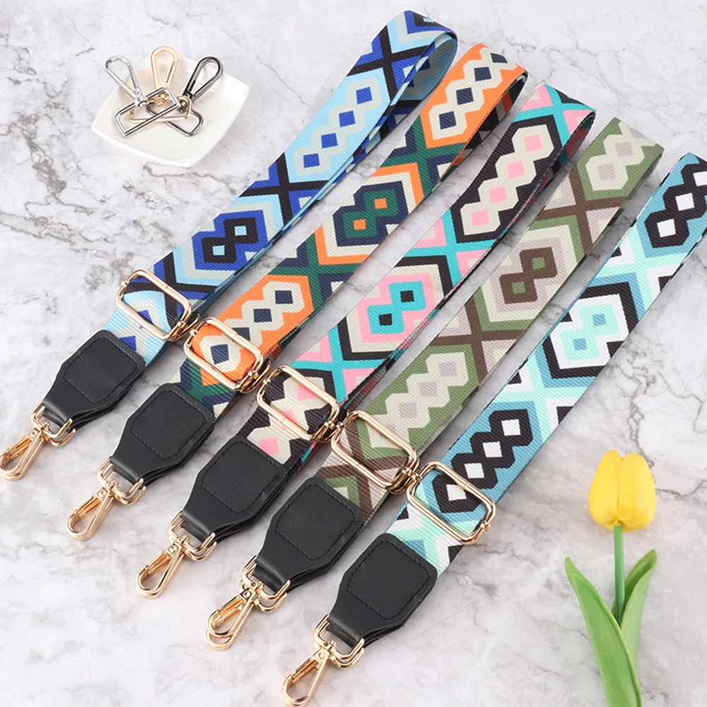 Bag Strap Accessories Fashion New Colorful Pattern Wide Shoulder Strap Adjustable Crossbody Replaceable Long Shoulder Strap