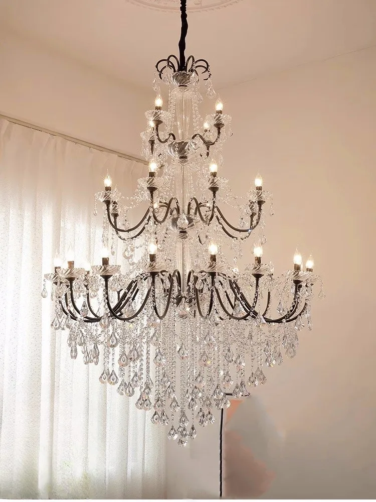 

Home Antique Black Led Chandelier Lighting For Foyer Dining Room Vintage Candle Chandeliers Crystal Hotel Lustre lamp