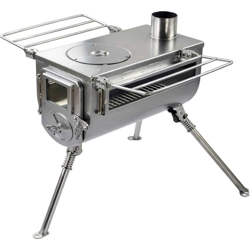 Double-View Medium Tent Stove | Portable wood Burning Tent Stove for Tents, Shelters, and Camping | 800 Cubic Inch Firebox