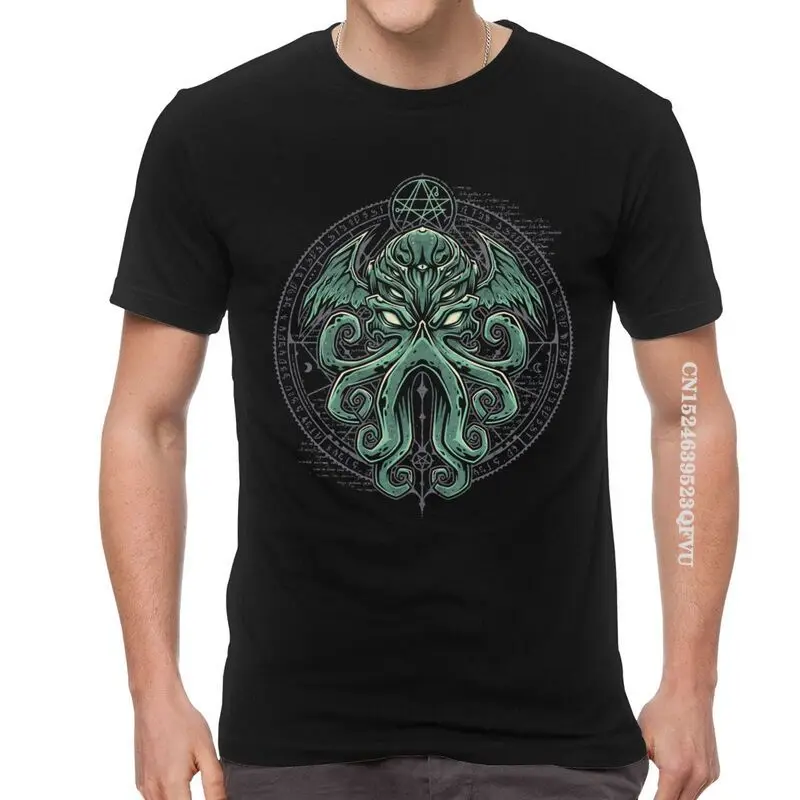 Great Cthulhu T Shirts Men Fashion T Shirt Cotton Oversized Horror Movie Lovecraft Tshirt Unique Tees Tops Fast Shipping