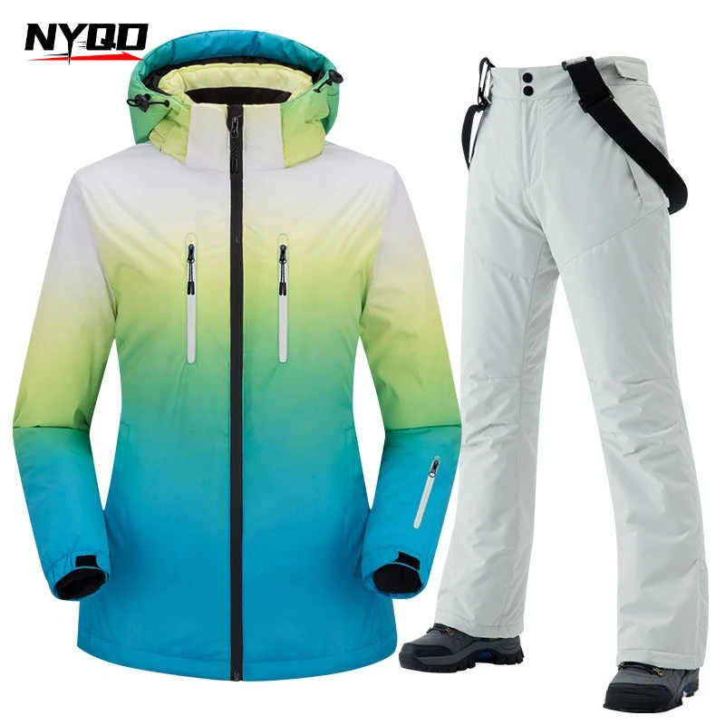 Ski Suit Set For Men Women Winter Waterproof Windproof Thick Warm Snowboard Jacket Snow Pants Skiing Snowboarding Outdoor Wear