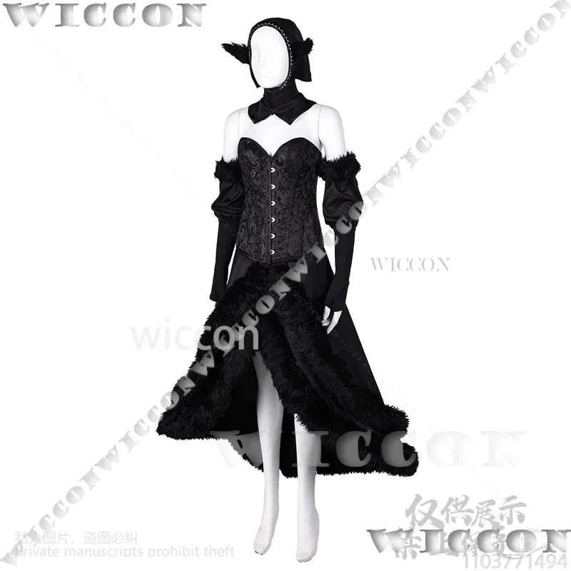 Marcille Schwarzes Stoffkleid Lolita Anime Dungeon Meshi Cosplay Perücke Roleplay Halloween Comic Con Party Anzug Mädchen Frau Anpassen