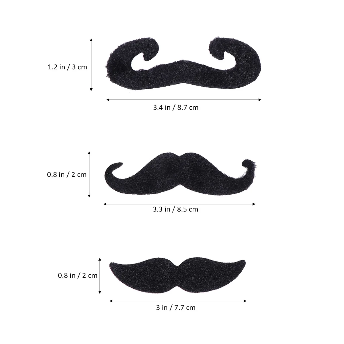 6Pcs Fake Beard Costume Party Black Adhesive Mustache Kit Natural Look Long Sticky Fun Whisker for Men Women Kids