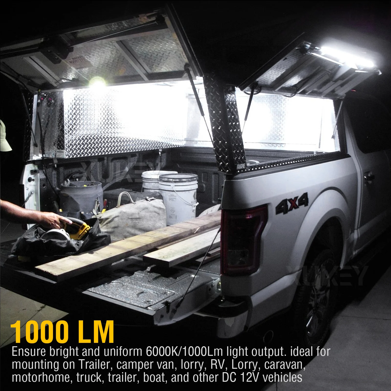 LED Interior Light Car Ceiling Lights White Light Diffuser Lamp Work Light for RV Truck Boats Caravans Lorries Cargo Transit Van