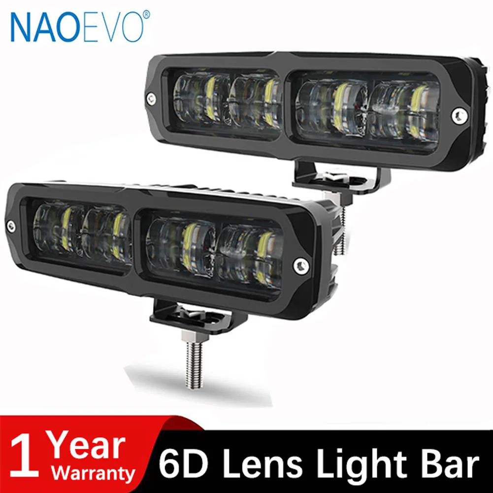 NAOEVO 6 Inch LED Light Bar Offroad Driving Running Light Work Lamp Fog Lights for Motorcycle 4X4 ATV SUV Truck Tractor 12V 24V