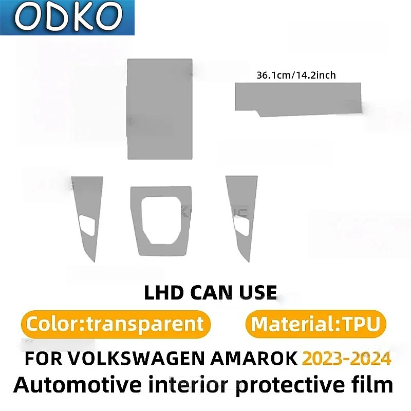 For VOLKSWAGEN AMAROK VW 2023 2024 Interior Car Center Console Gear Shift Panel Navigation TPU Protective Film Anti-scratch