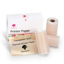 3 Rolls/Box 50mm*3.5M Phomemo Gold Gliter Transparent Self-Adhesive Thermal Sticker Label Paper Phomemo M02/M02S/M02Pro Printer