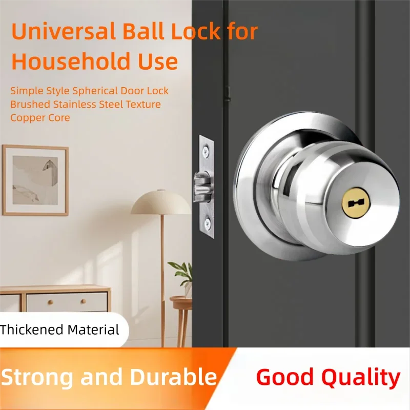 

Универсальные дверные ручки, замок для спальни, гостиной, входные замки для ванной комнаты, внутренний круглый замок, аксессуары с ключами, дверной замок