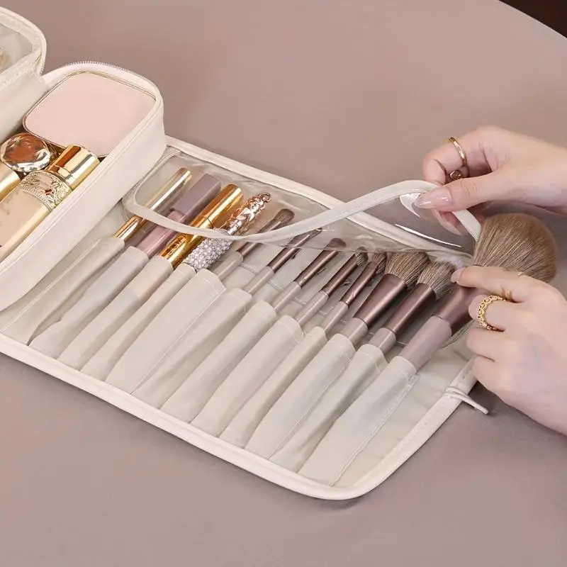 Große Multifunktionale Kosmetiktasche, Reise-Make-up-Pinsel-Tasche für Damen, Modische Tragbare Faltbare Beauty-Aufbewahrungstasche – Detail 10