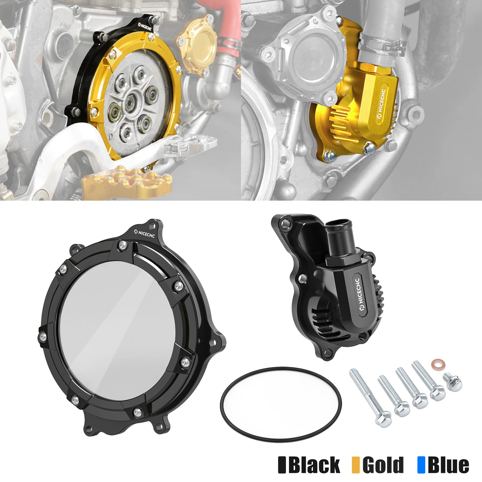 

NICECNC Transparent Clutch Cover & Water Pump Cover Guard For Suzuki DRZ400SM DRZ400S DRZ400E DRZ400 DR-Z 400 E S SM 2000-2024