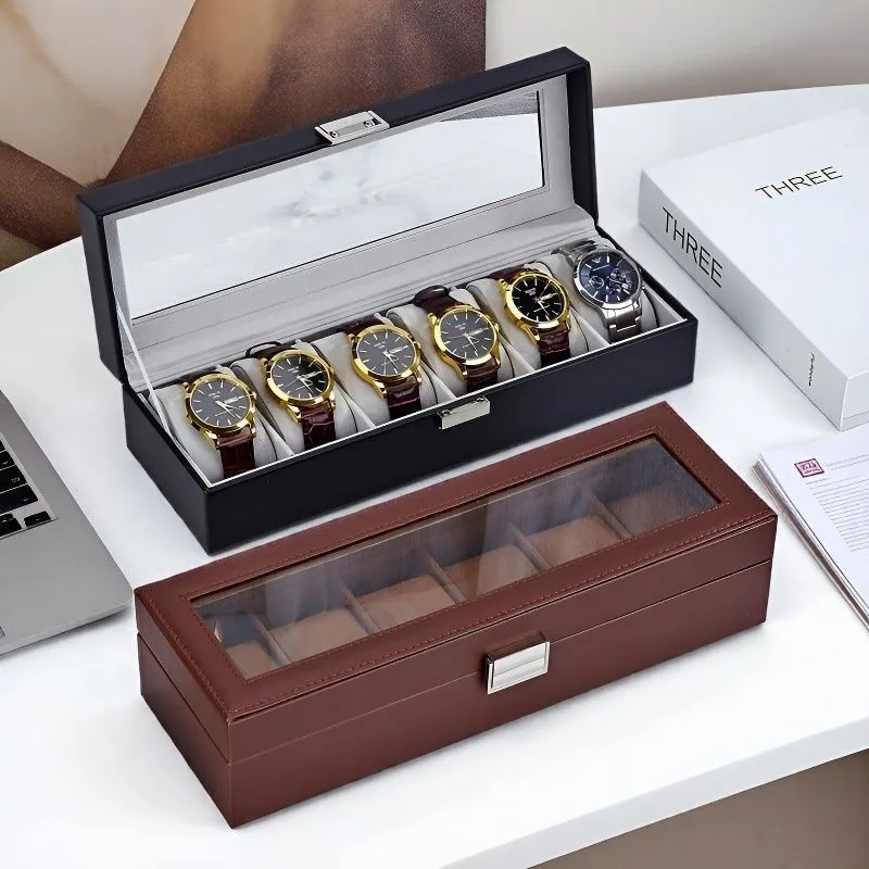 3/6/12 Slot PU Leather Watch Box Organizer Luxury Storage Watch Boxes Men Women Watches Display Dust-proof Jewelry Box Gifts