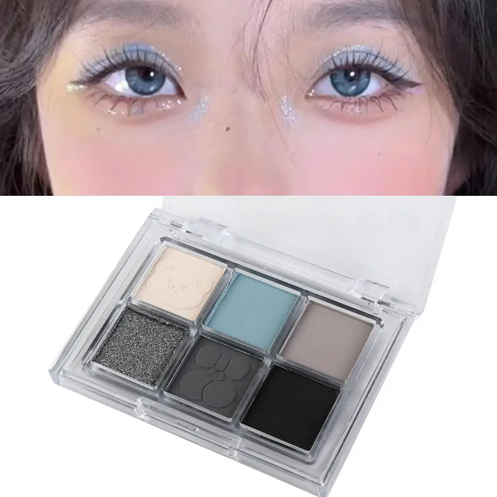 Professional Waterproof 6 Color Eyeshadow Palette Long Lasting Shimmer Blue Smoked Eye Shadow Glitter Natural Eye Pigments Women