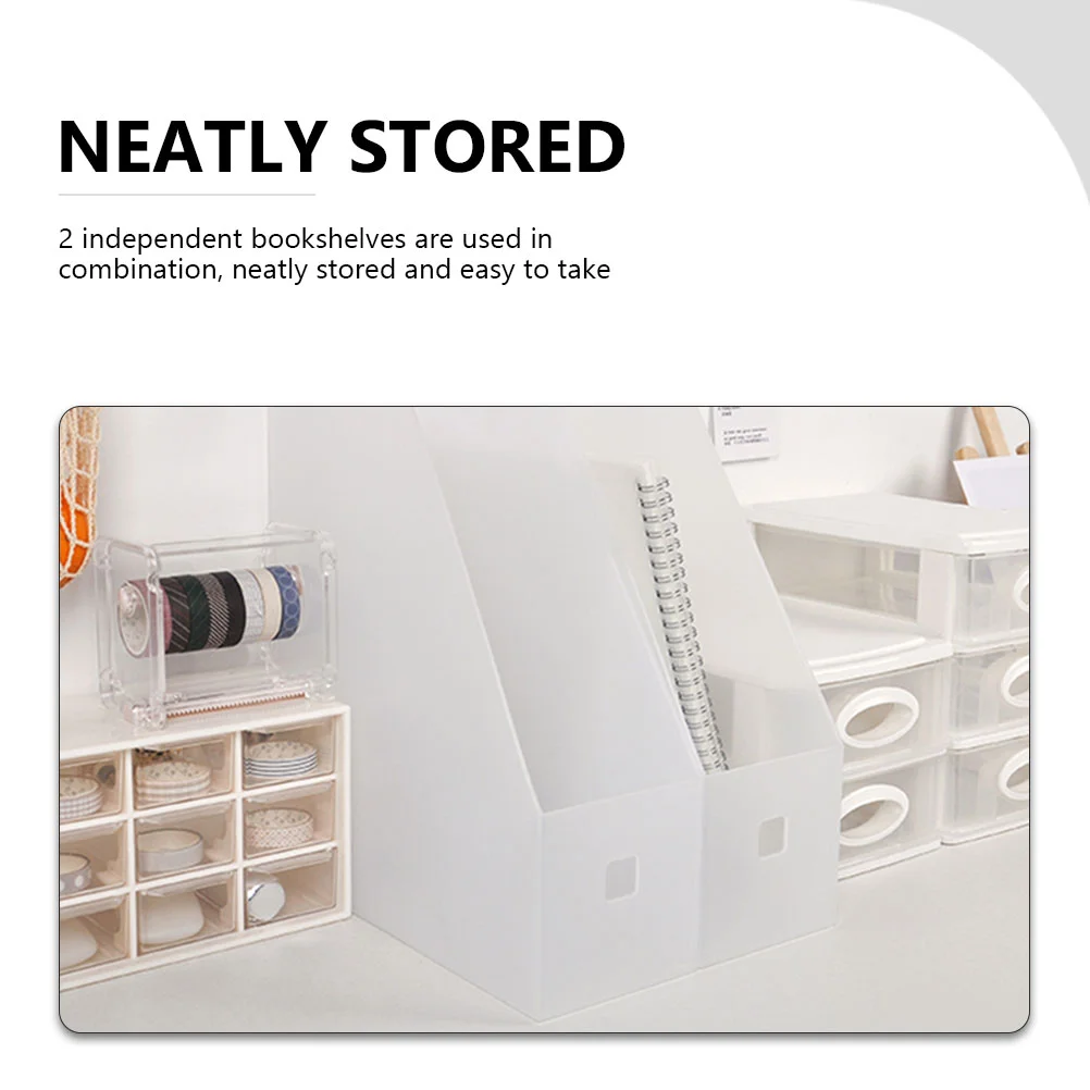 2 Pcs File Storage Rack Holder Folder Organizer Plastic Document Desktop Office Supplies Shelf