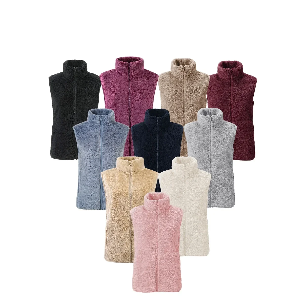 Korean Style Fleece Warm Cardigan Vests Women New Casual Simple Zipped Sleeveless Jacket Tops Sweet Simple Sports Vest Outerwear