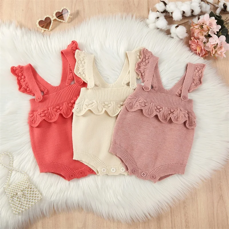 

Autumn Spring Toddler Baby Boys Girls Solid Sleeveless Suspander Romper Kids Playsuit Jumpsuit Newborn Knit Clothes