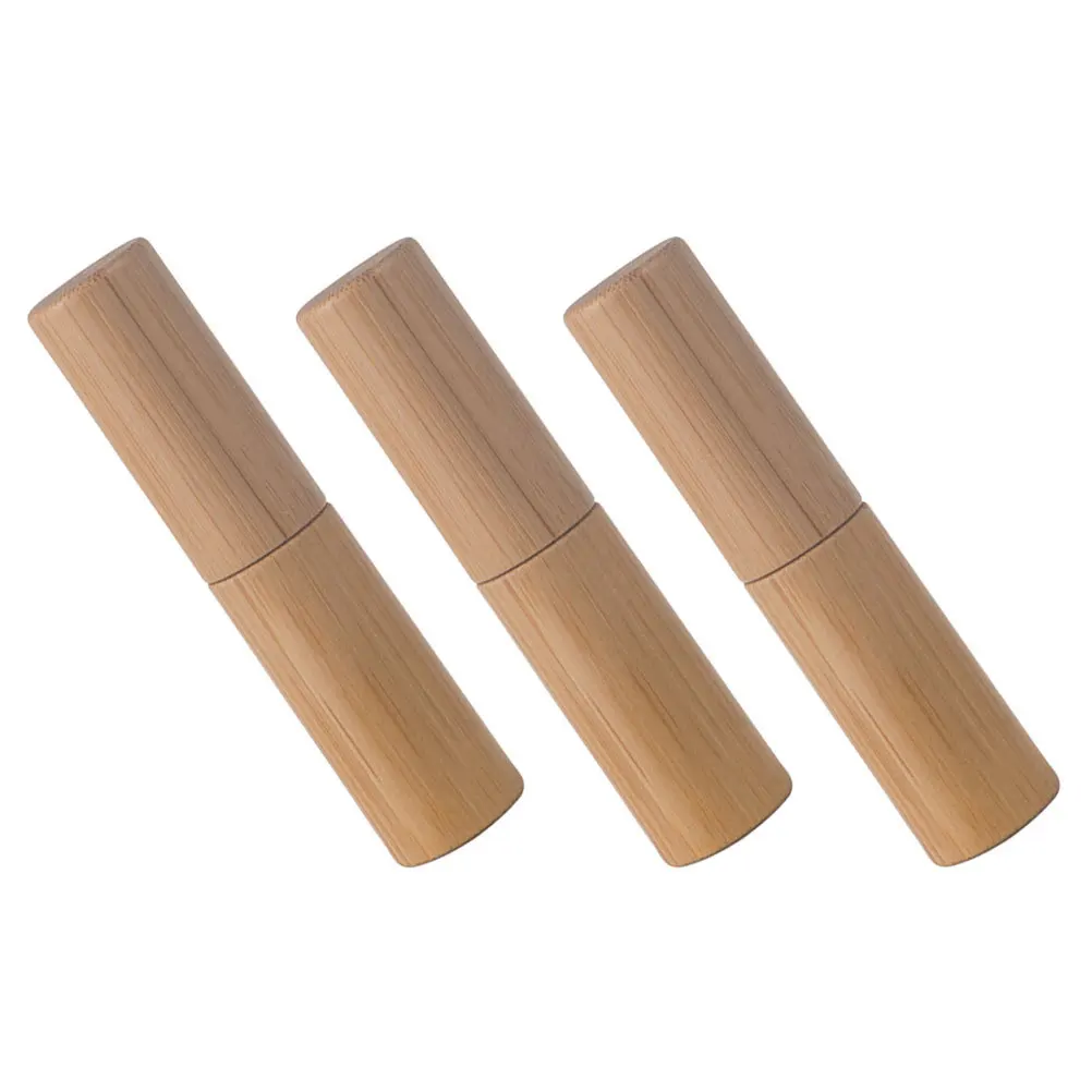 

3Pcs Bamboo Lipstick Empty Tubes Compact Durable DIY Lip Gloss Containers Travel Size Small Lipstick Holders Lip Gloss Tubes