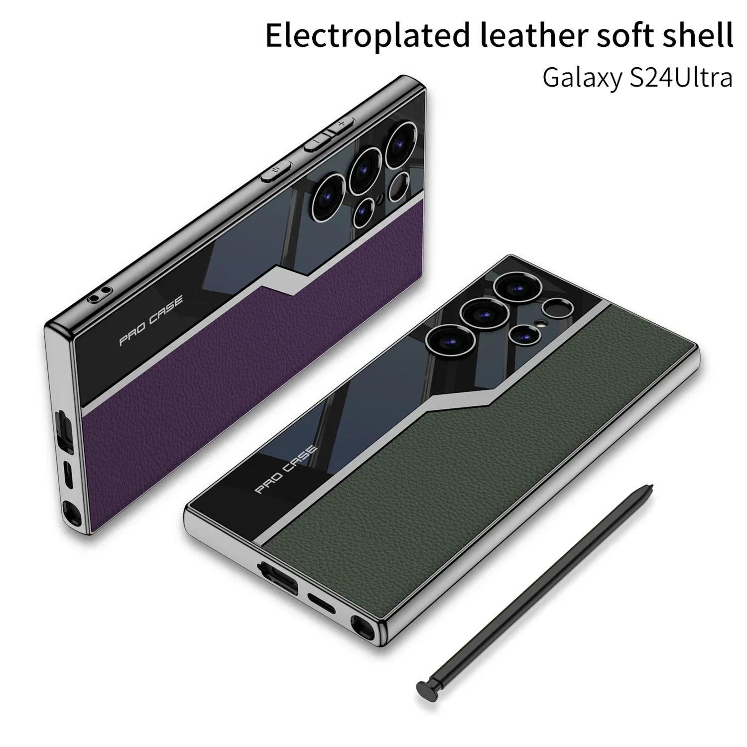 Ultra Thin Electroplated TPU Soft Plain Leather Case For Samsung Galaxy S24/S24 Ultra/S24 Plus S23 Ultra Protection Cover