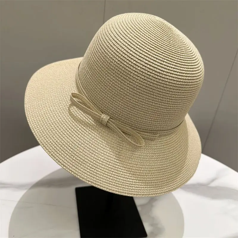 

2025 Summer 1pc Shade Straw Bucket Hat - Versatile, Fashionable for Seaside Travel & Sun Protection Beach Hat
