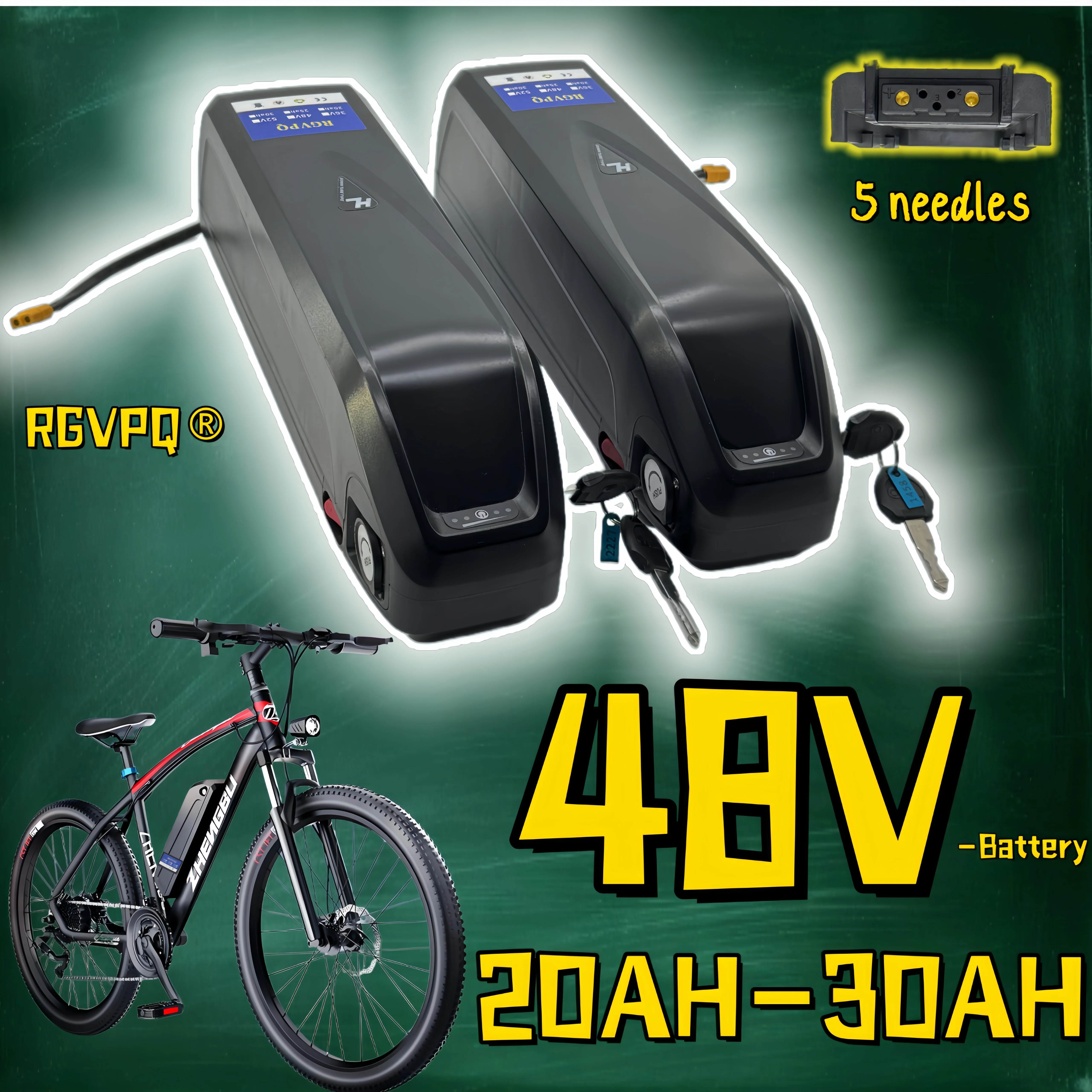 Brand new 5-pin Hailong battery 48V 18650 cell lithium battery pack, suitable for BAFANG Tongsheng electric bicycle kit