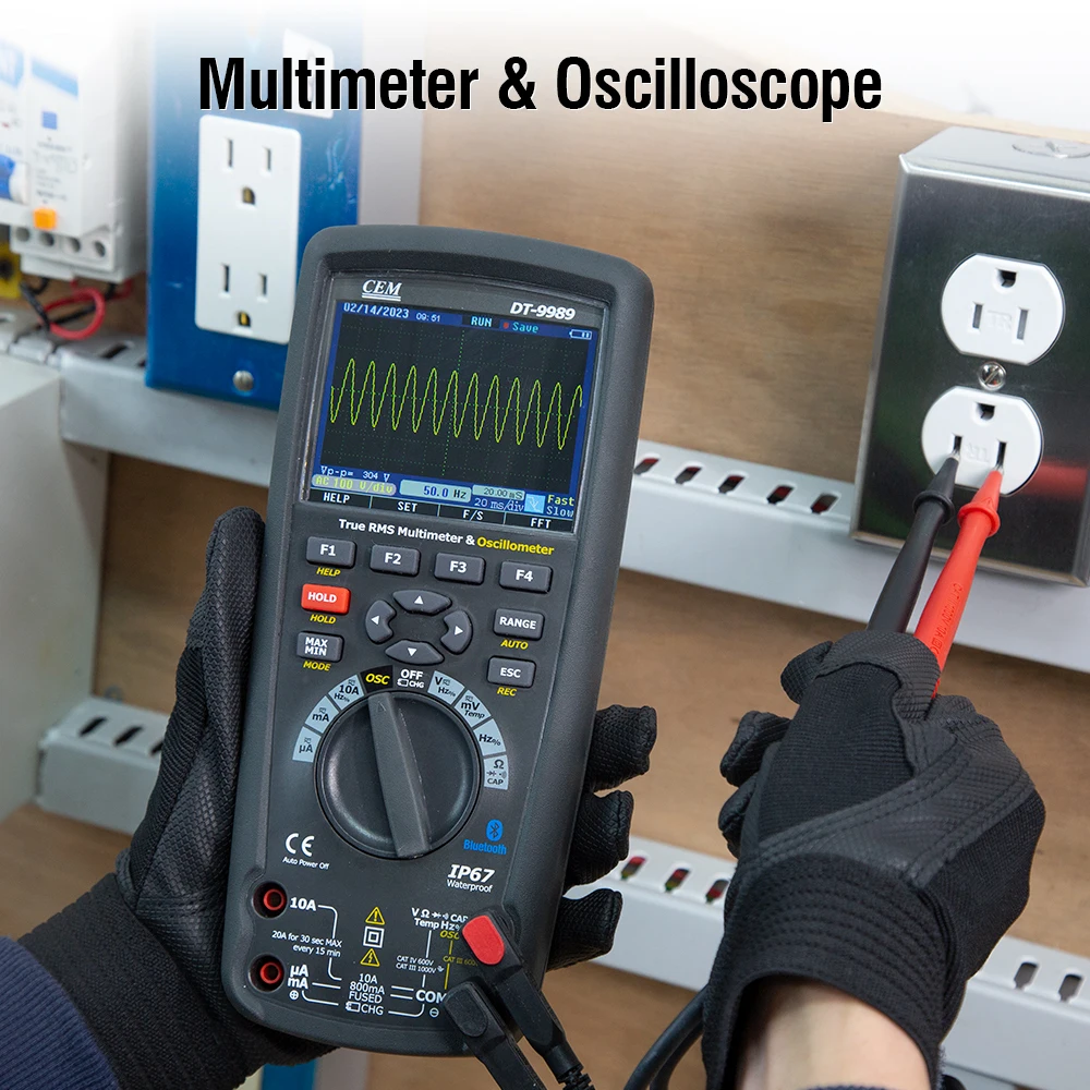 DT-9989 CEM 2 en 1 Professionnel 50,000 points True RMS Multimètre Numérique Oscilloscope avec 320x240 TFT document LCD Affichag