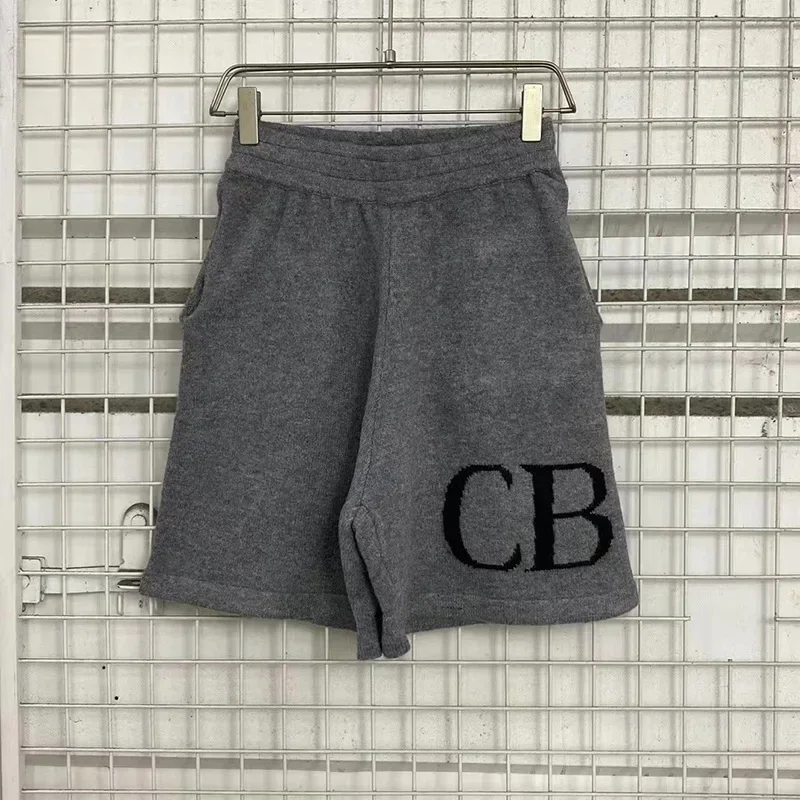 25SS Classic CB Logo Jacquard Knit Woolen Shorts Women Top Quality Oversized Casual Shorts Apricot Mens Shorts