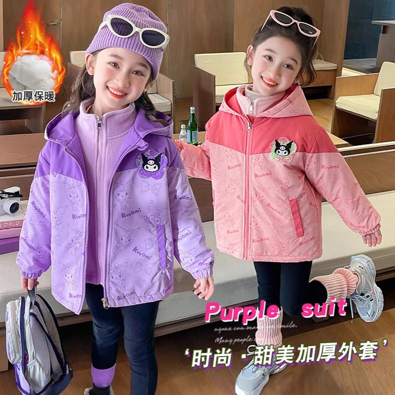 

Sanrio Kuromi Kid Plush Outdoor Jackets Kawaii Y2k Anime Children's Clothing Kids Girl Clothes Winter Baby Fuzz Amsterdam 2025