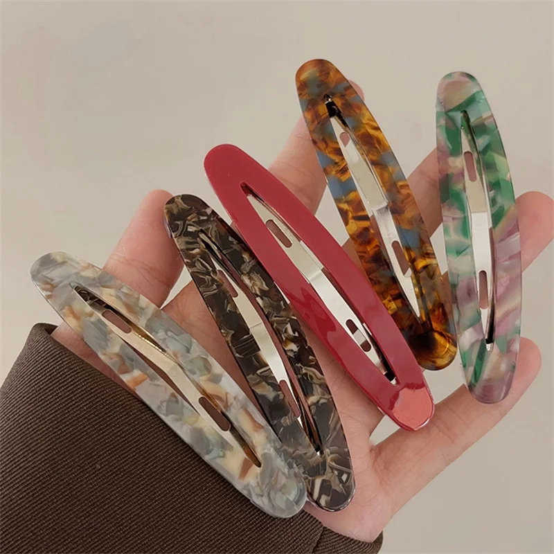 Acetate Hair Clips Bobby Pins Simple Sweet Oval Geometric Side Pins Hairpin Women Hair Accessories