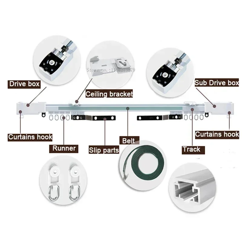 Aqara Smart Electric Curtain Track w zestawie C3 Motor Zigbee 3.0 Super Silent Private Custom Curtain Rail Set Control System