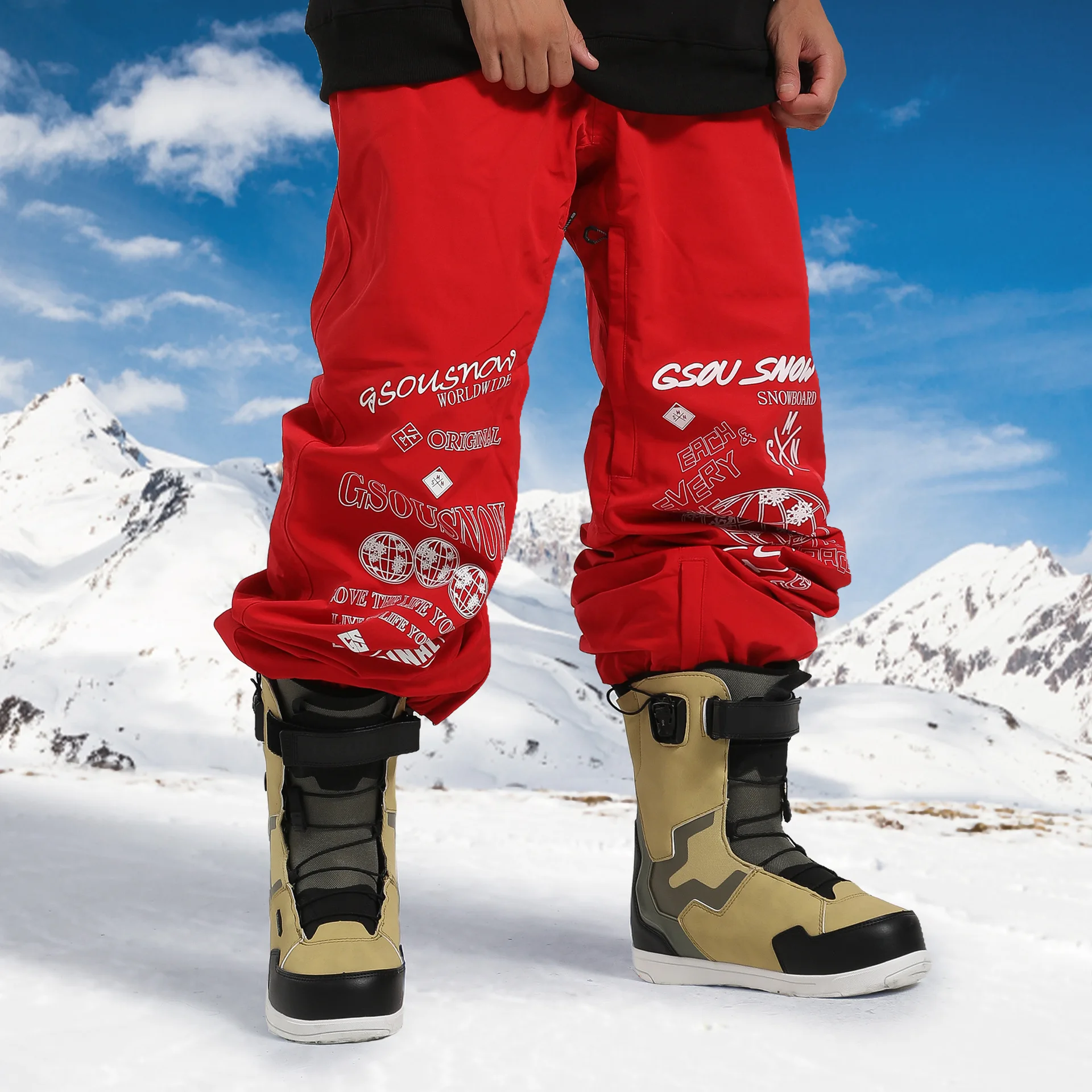 2022 Men's Ski Pants Winter Oversize Warm Windproof Waterproof Snow Pants Overalls Breathable Loose Skiing Snowboarding Trousers