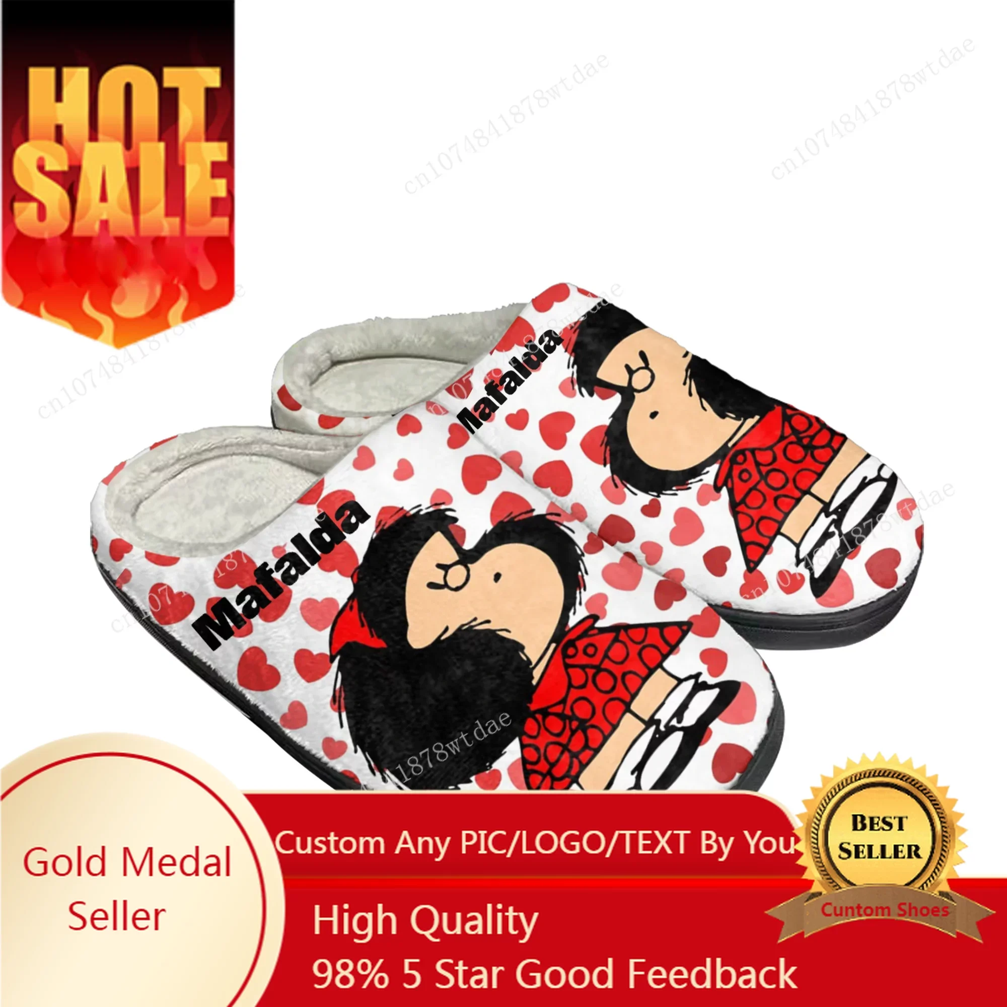 Mafalda Home Cotton Slippers Mens Womens Plush Bedroom Casual Keep Warm Shoes Anime Cartoon Custom Thermal Indoor Slipper