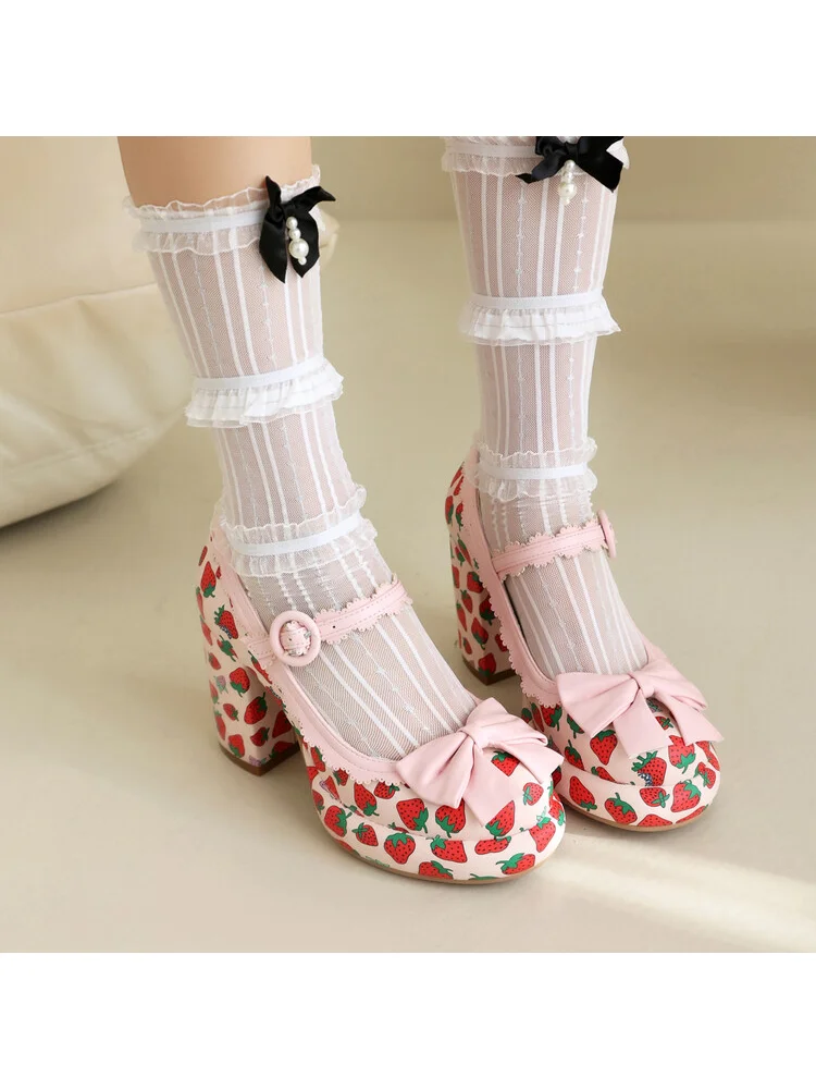 

2025 Spring/summer New Single Shoes Lolita Girl Sweet And Cute Pink One Line Buckle With Girl Princess Lolita Shoes For Women