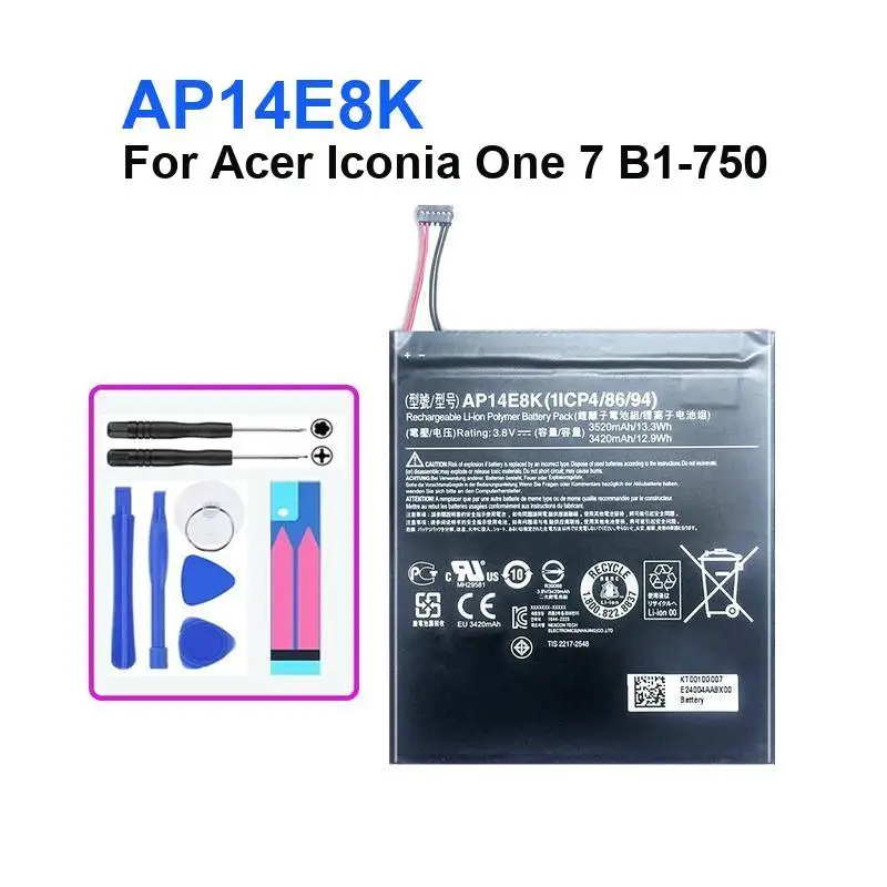 MLP2964137 AP14E8K 4260124P Tablet Battery For Acer Iconia 10 S1002 One 7 B1-730 B1-730HD A1402 B1-750 High Quality Bateria + NO