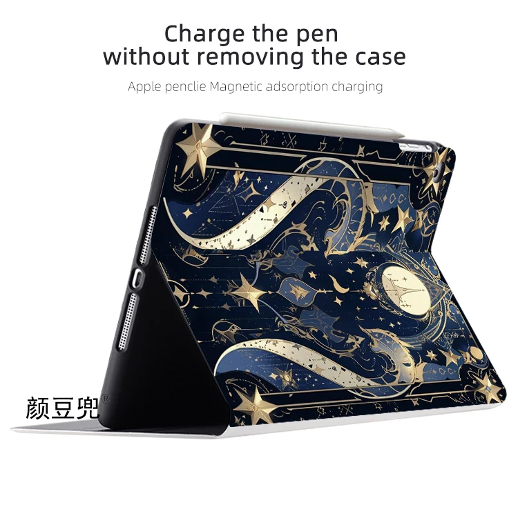 نجمة وقمر ريترو فينتاج لجهاز iPad Air 3 4 5 10.9 Mini 5 6 For Pro 12.9 11 سيليكون فاخر لجهاز iPad 10th 9th غلاف حماية