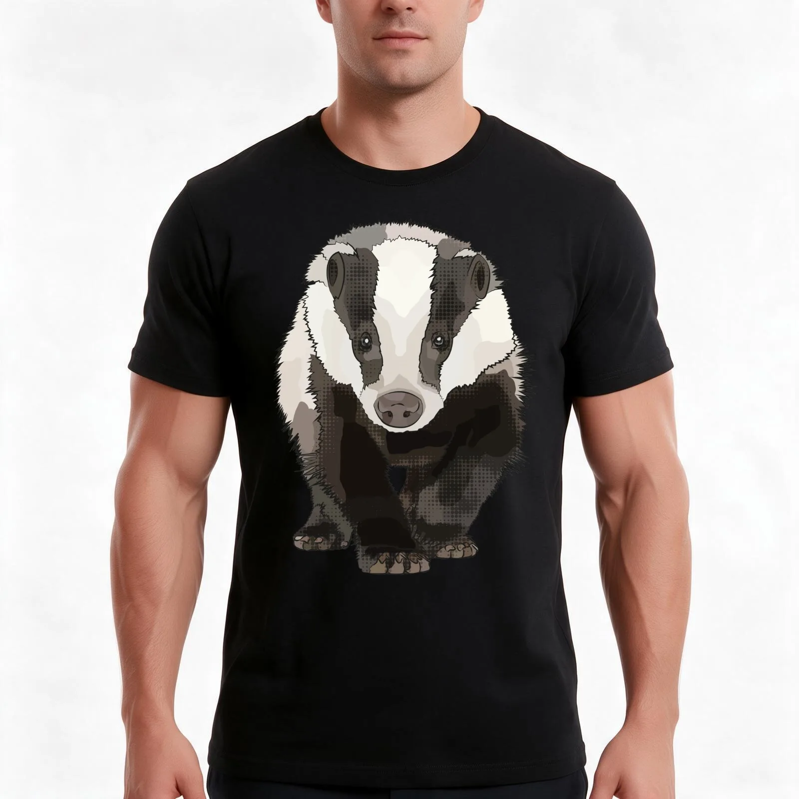 Pink Badger by www.BeeFoxTree.com T-Shirt, Summer Casual Cotton Tee, Oversized Streetwear Tops, Vintage Graphic Print