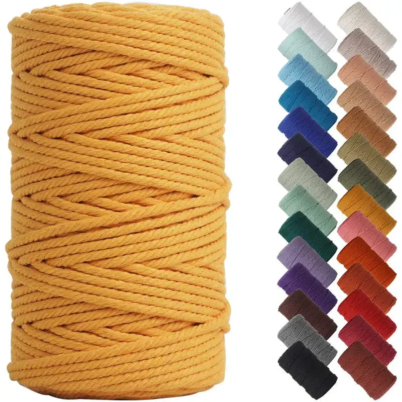 4mm x 100m macrame cabo sólido colorido fio macrame corda de algodão fio artesanal artesanato acessórios diy cesta tranças