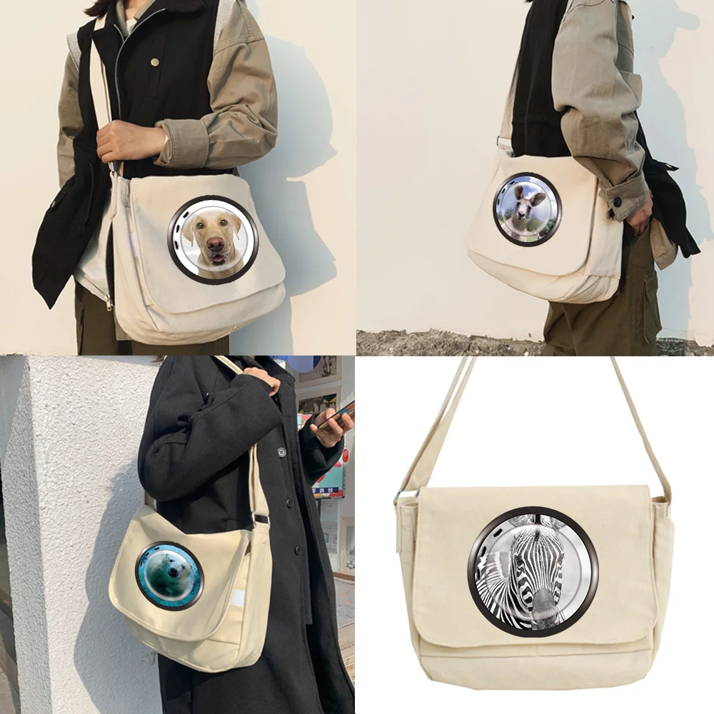 Simple Messenger Bag Animal Printed Cute Envelope Bag Sweet Cartoon Student Girl Tote Shoulder Bags Crossbody Bags for Women