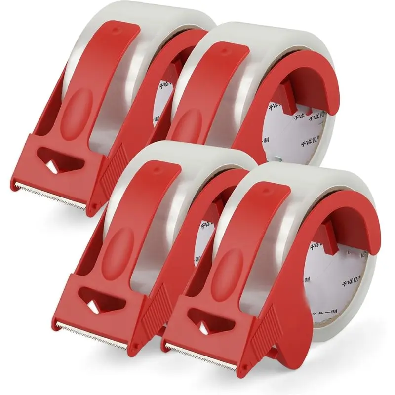 

Упаковочная лента ABUI-4 в рулонах с диспенсером, 2 дюйма x 55 ярдов, прозрачная, для переезда, упаковки, отправки почтой, упаковки подарков.