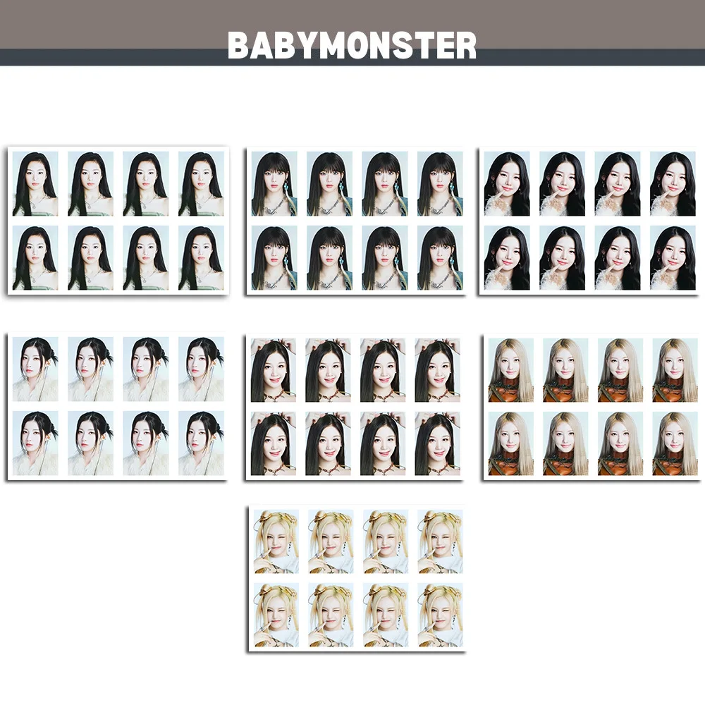 Kpop ILLIT BABYMONSTER ID Photo White Background HD Printing One-inch Photograph Passport Resume Photo Fans Collection Gift