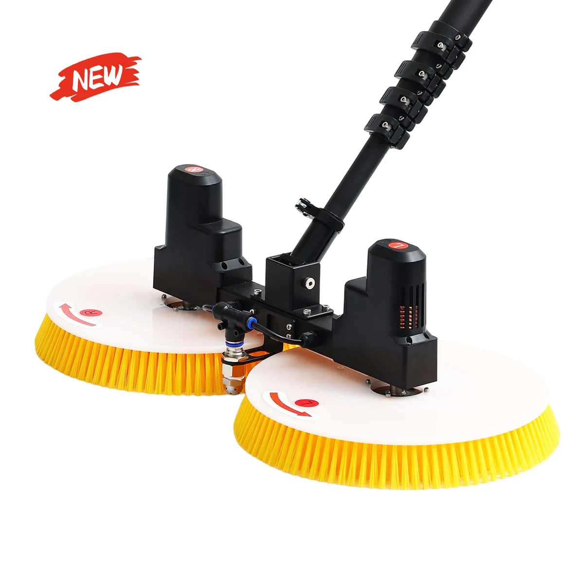 

Solar Panel Brush Cleaning Machine Rotary Double Head With Portable Lithium Battery Telescopic Aluminum Pole Cleaning Equipment