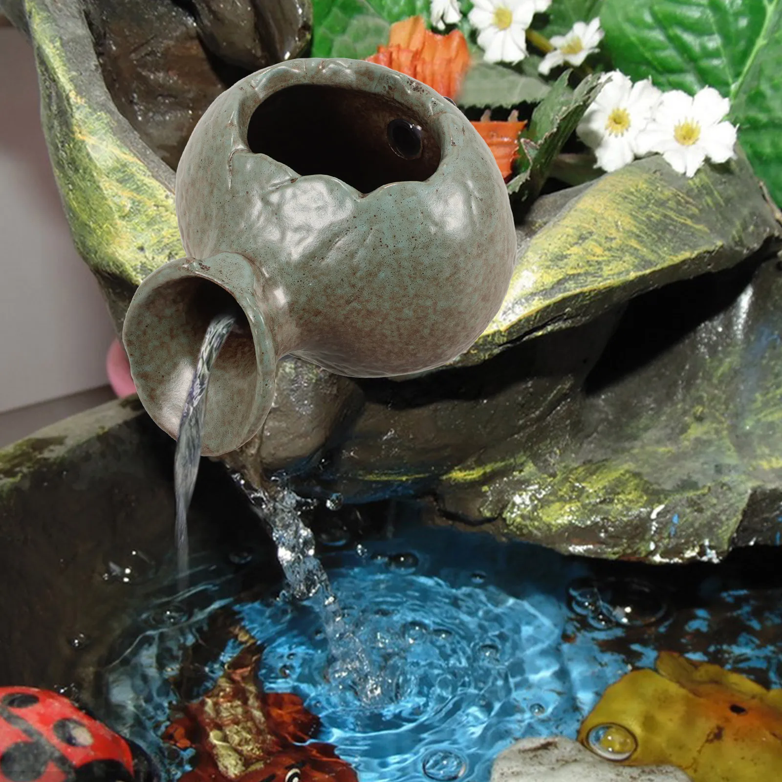 

Ceramic Pot Waterfall Fountain Decor Outdoor Indoor Garden Balcony Patio Seamless Flowing Water Fountain Decor