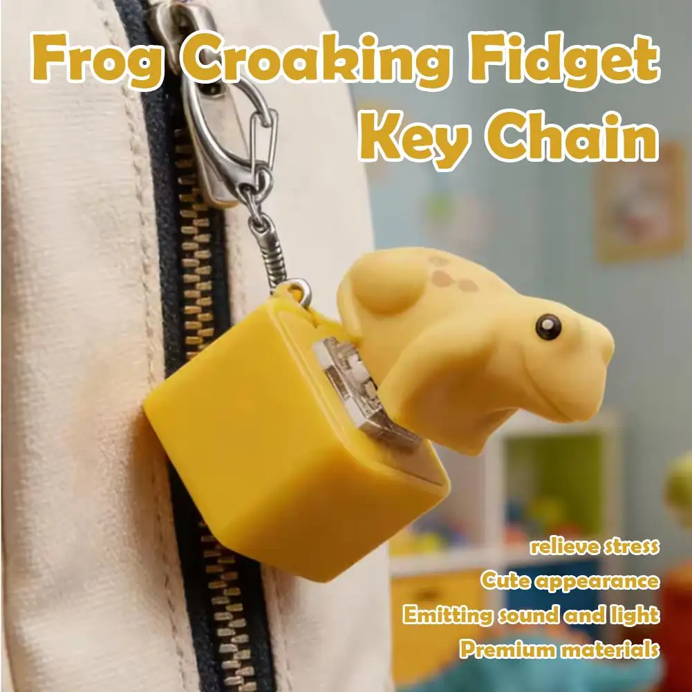 Hot Koop Spraakgestuurde Kikker Sleutelhanger LED Light Up Stress Fidget Speelgoed Druk-naar-Trigger Realistische Kikker oproepen Draagbare Sleutel